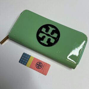 Tory Burch Green Patent Leather Zip Continental Wallet – New With Tags